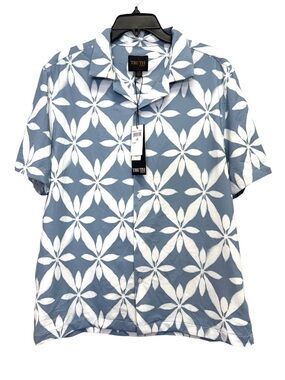 Truth by Republic Blue Stretch Short-Sleeve Button-Down Shirt Large NWT